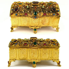 Load image into Gallery viewer, Antique Austrian Jeweled Encrusted Gilt Ormolu Jewelry Box