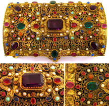 Load image into Gallery viewer, Antique Austrian Jeweled Encrusted Gilt Ormolu Jewelry Box