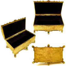 Load image into Gallery viewer, Antique Austrian Jeweled Encrusted Gilt Ormolu Jewelry Box