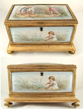 Load image into Gallery viewer, Antique French Gilt Bronze & Enamel Jewelry Casket / Box, Children at Play