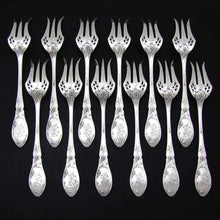 Load image into Gallery viewer, Antique French Sterling Silver 24pc Flatware Set Art Nouveau Pierced Fork & Knife Fish Service