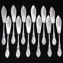 Load image into Gallery viewer, Antique French Sterling Silver 24pc Flatware Set Art Nouveau Pierced Fork & Knife Fish Service