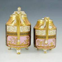 Load image into Gallery viewer, Antique Vienna Austria Porcelain Hand Painted Teapot & Creamer Set, Raised Gold Enamel Nude Portrait of Goddess Diana