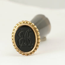 Load image into Gallery viewer, Antique French 18K Gold Wax Seal Desk Stamp Carved Smoky Topaz Handle