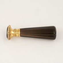 Load image into Gallery viewer, Antique French 18K Gold Wax Seal Desk Stamp Carved Smoky Topaz Handle