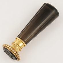 Load image into Gallery viewer, Antique French 18K Gold Wax Seal Desk Stamp Carved Smoky Topaz Handle