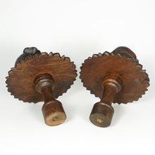 Load image into Gallery viewer, Pair Antique Victorian Black Forest Carved Wood Dog Head Curtain Tiebacks Holdbacks