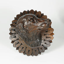 Load image into Gallery viewer, Pair Antique Victorian Black Forest Carved Wood Dog Head Curtain Tiebacks Holdbacks