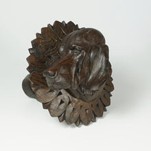 Load image into Gallery viewer, Pair Antique Victorian Black Forest Carved Wood Dog Head Curtain Tiebacks Holdbacks