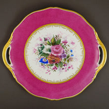 Load image into Gallery viewer, Antique French Limoges Porcelain Hand Painted 13pc Pink & Gold Dessert Service, Floral Artist Signed Serving Tray & Plates Set