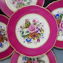 Load image into Gallery viewer, Antique French Limoges Porcelain Hand Painted 13pc Pink & Gold Dessert Service, Floral Artist Signed Serving Tray & Plates Set