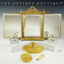 Load image into Gallery viewer, Antique French Napoleon III Empire Style Gilt Bronze Ormolu Folding Triptych Dressing Table Vanity Mirror
