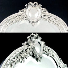 Load image into Gallery viewer, Large Antique 19c French Sterling Silver Beveled Glass Table Top Dresser / Vanity Mirror