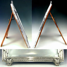 Load image into Gallery viewer, Large Antique 19c French Sterling Silver Beveled Glass Table Top Dresser / Vanity Mirror