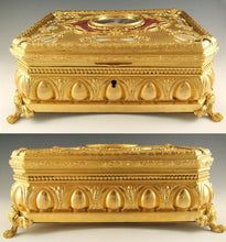 Load image into Gallery viewer, Massive Antique French Miniature Portrait & Guilloche Enamel Gilt Bronze Jewelry Casket