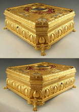 Load image into Gallery viewer, Massive Antique French Miniature Portrait & Guilloche Enamel Gilt Bronze Jewelry Casket