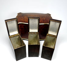 Load image into Gallery viewer, Antique French TAHAN Paris Burl Wood Tea Caddy Box with Three Canisters
