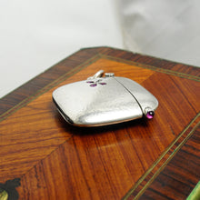 Load image into Gallery viewer, Antique Austrian .800 Silver Ruby & Diamond Jeweled Vesta Case Match Safe
