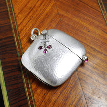 Load image into Gallery viewer, Antique Austrian .800 Silver Ruby & Diamond Jeweled Vesta Case Match Safe