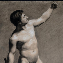 Load image into Gallery viewer, Antique French Charcoal Life Drawing Male Portrait Academic Study