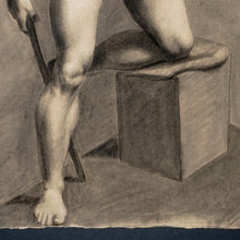 Load image into Gallery viewer, Antique French Charcoal Life Drawing Male Portrait Academic Study