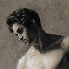 Load image into Gallery viewer, Antique French Academic Charcoal Life Drawing of Standing Male Figure