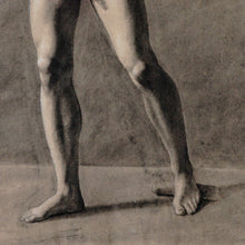 Load image into Gallery viewer, Antique French Academic Charcoal Life Drawing of Standing Male Figure