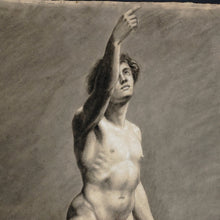 Load image into Gallery viewer, Antique French Academic Study Male Portrait Charcoal Life Drawing