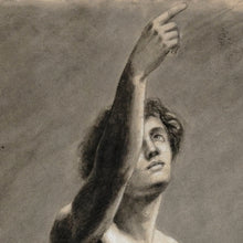 Load image into Gallery viewer, Antique French Academic Study Male Portrait Charcoal Life Drawing