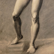 Load image into Gallery viewer, Antique French Academic Male Portrait Study Charcoal Life Drawing