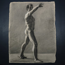 Load image into Gallery viewer, Antique French School Academic Study Male Portrait Charcoal Life Drawing