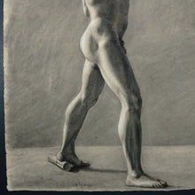 Load image into Gallery viewer, Antique French School Academic Study Male Portrait Charcoal Life Drawing