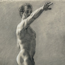 Load image into Gallery viewer, Antique French School Academic Study Male Portrait Charcoal Life Drawing