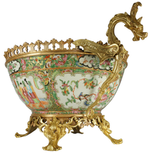 Load image into Gallery viewer, 19th Century Chinese Canton Porcelain Famille Rose Medallion Bowl French Gilt Bronze Mounts