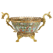 Load image into Gallery viewer, 19th Century Chinese Canton Porcelain Famille Rose Medallion Bowl French Gilt Bronze Mounts