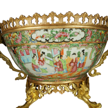 Load image into Gallery viewer, 19th Century Chinese Canton Porcelain Famille Rose Medallion Bowl French Gilt Bronze Mounts