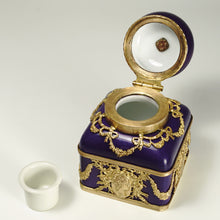 Load image into Gallery viewer, Antique French Porcelain Inkwell Bronze Ormolu Empire Style Mounts