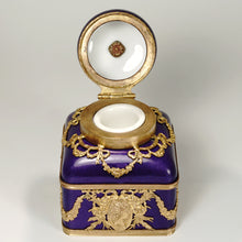 Load image into Gallery viewer, Antique French Porcelain Inkwell Bronze Ormolu Empire Style Mounts