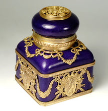 Load image into Gallery viewer, Antique French Porcelain Inkwell Bronze Ormolu Empire Style Mounts