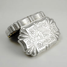 Load image into Gallery viewer, Antique French Silver Compact Mirror Powder Box, Case