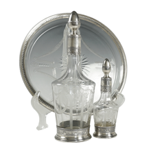 Load image into Gallery viewer, Antique French Sterling Silver & Glass Liquor Service, Empire Swans Motifs | Decanter Set, Tray & Tumbler Cup
