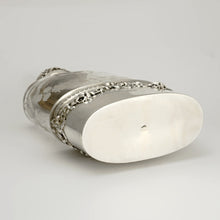 Load image into Gallery viewer, French Sterling Silver Liquor Whiskey Hip Flask Floral Engraved Glass