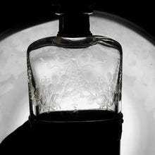 Load image into Gallery viewer, French Sterling Silver Liquor Whiskey Hip Flask Floral Engraved Glass