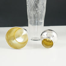 Load image into Gallery viewer, Antique French Sterling Silver Cut Glass Liquor Whiskey Flask Bottle 10" LARGE