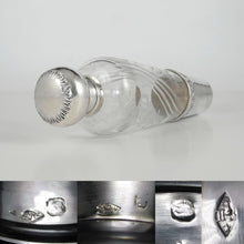 Load image into Gallery viewer, Antique French Sterling Silver Cut Glass Liquor Whiskey Flask Bottle 10" LARGE