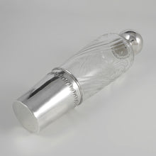 Load image into Gallery viewer, Antique French Sterling Silver Cut Glass Liquor Whiskey Flask Bottle 10" LARGE