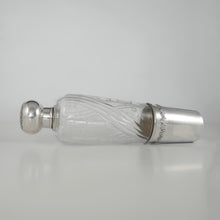 Load image into Gallery viewer, Antique French Sterling Silver Cut Glass Liquor Whiskey Flask Bottle 10" LARGE