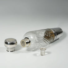 Load image into Gallery viewer, Antique French Sterling Silver Cut Glass Liquor Whiskey Flask Bottle 10" LARGE
