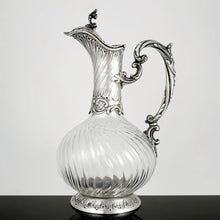 Load image into Gallery viewer, Antique French Sterling Silver Cut Crystal Claret Jug, Ewer