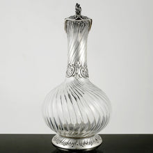 Load image into Gallery viewer, Antique French Sterling Silver Cut Crystal Claret Jug, Ewer